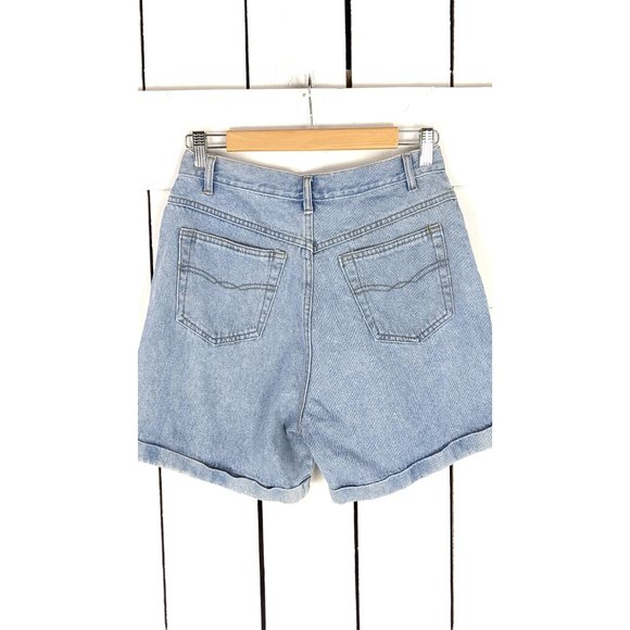 Vintage Bugle Boy for her high waisted blue button down cuffed denim shorts - Picture 4 of 4
